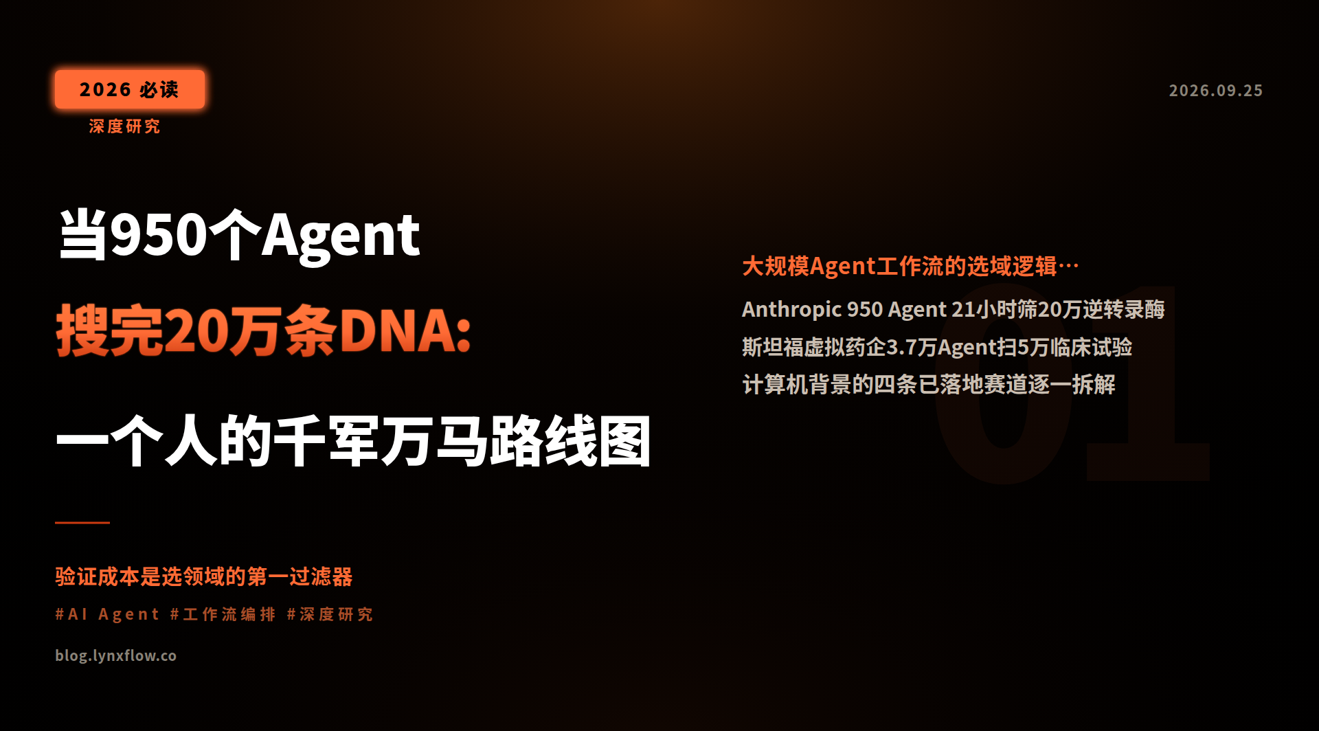 Featured image of post 当950个Agent搜完20万条DNA:一个人的千军万马路线图