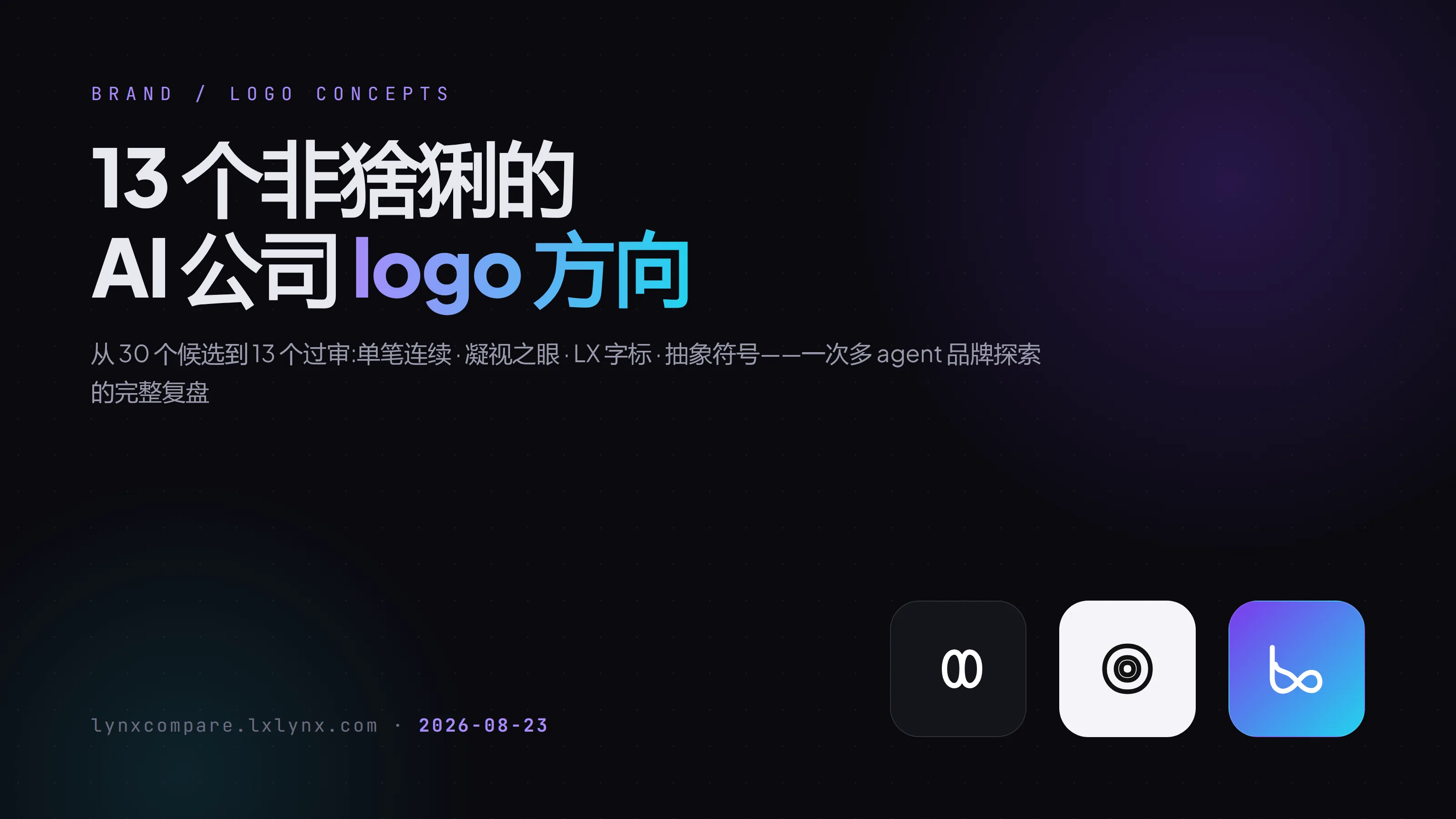 13 个非猞猁的 AI 公司 logo 方向:一次多 agent 品牌探索的复盘