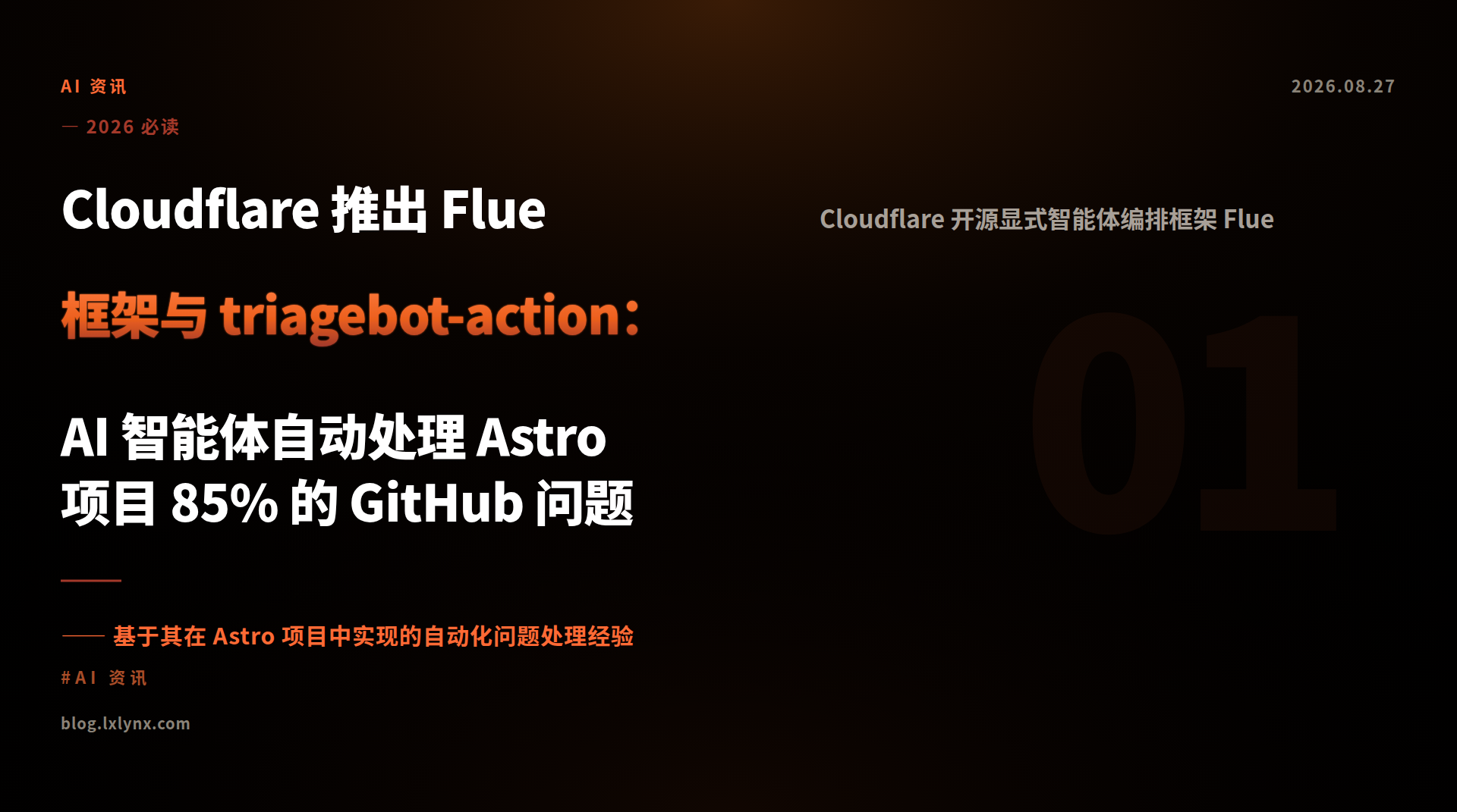 Cloudflare 推出 Flue 框架与 triagebot-action：AI 智能体自动处理 Astro 项目 85% 的 GitHub 问题
