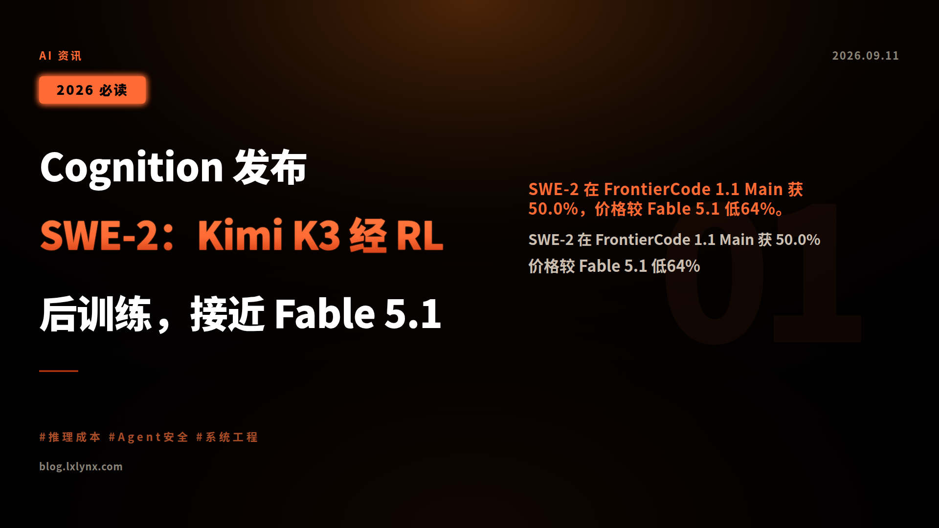 Cognition 发布 SWE-2:Kimi K3 经 RL 后训练,接近 Fable 5.1
