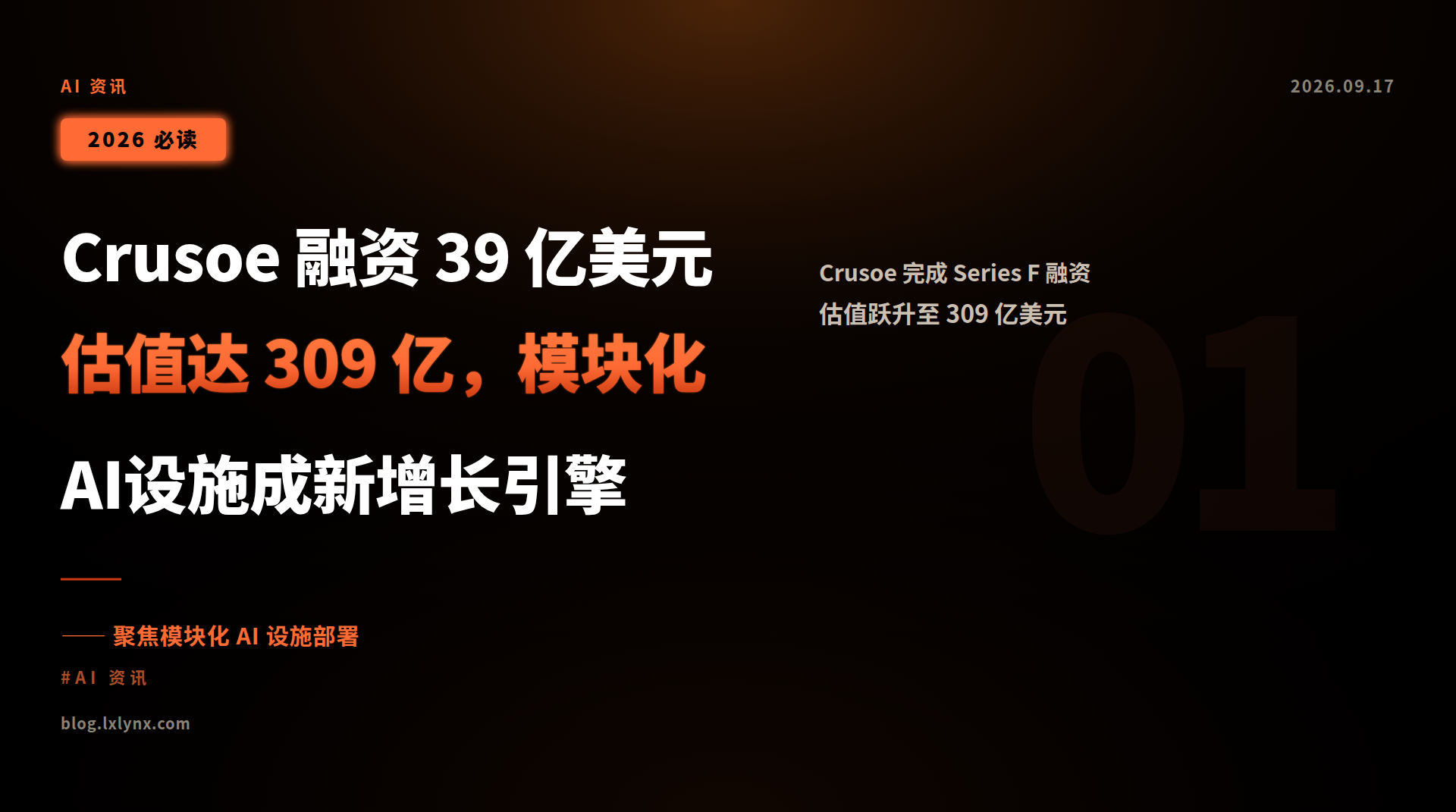 Crusoe 融资 39 亿美元估值达 309 亿,模块化AI设施成新增长引擎