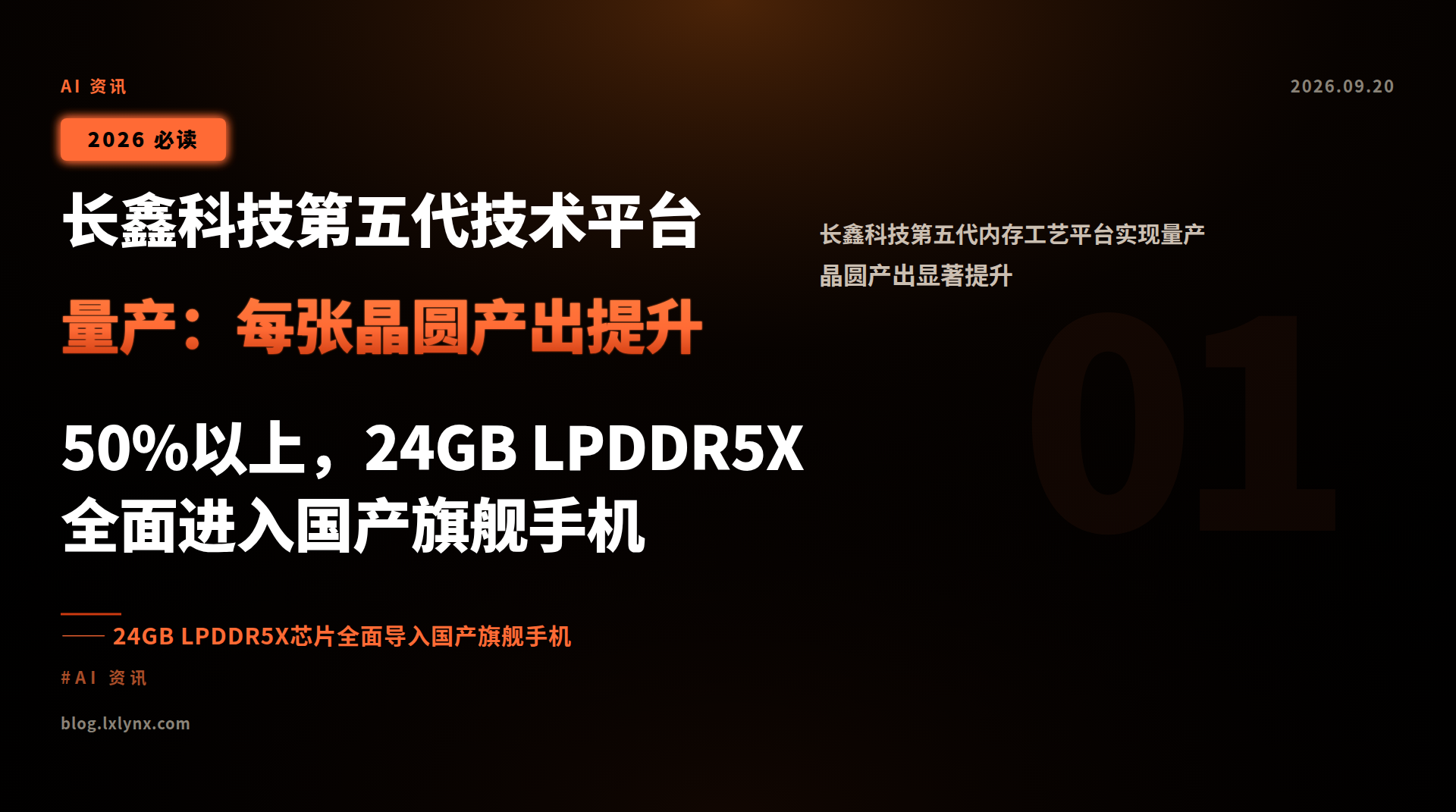 长鑫科技第五代技术平台量产:每张晶圆产出提升50%以上,24GB LPDDR5X全面进入国产旗舰手机