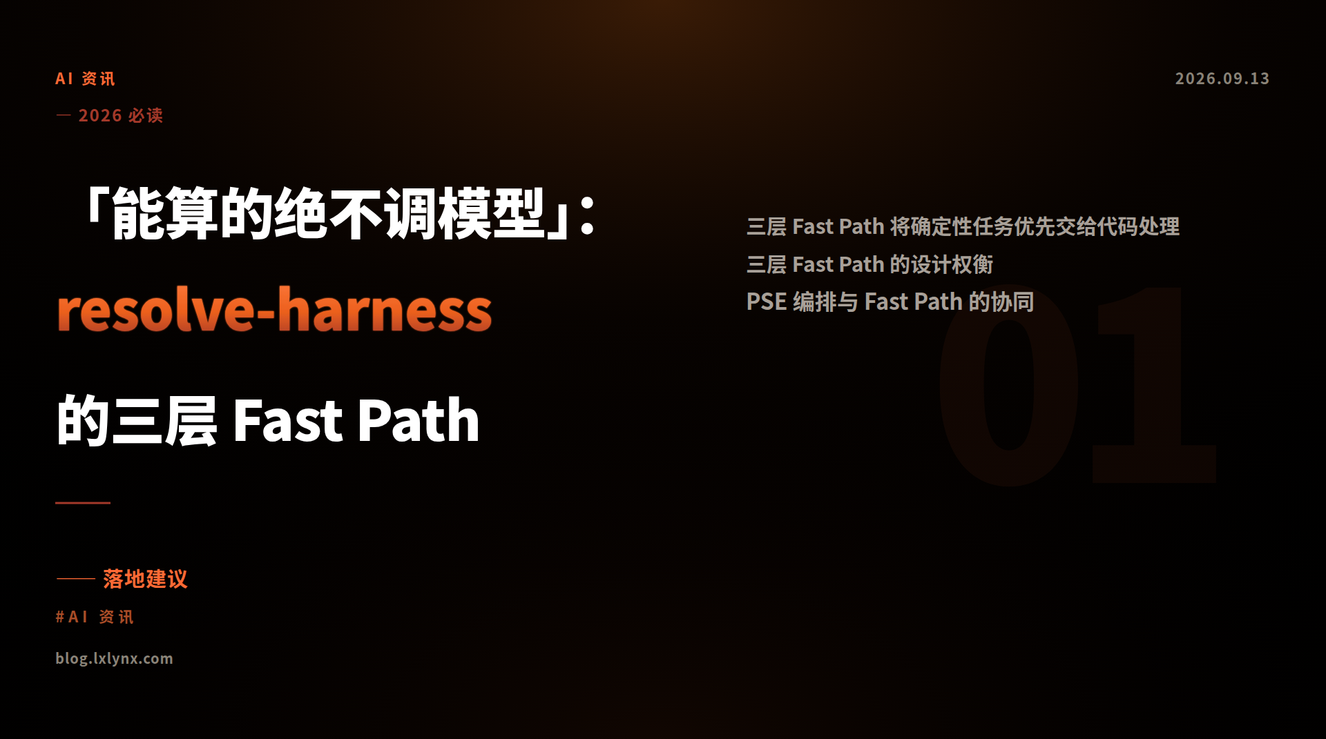 「能算的绝不调模型」：resolve-harness 的三层 Fast Path