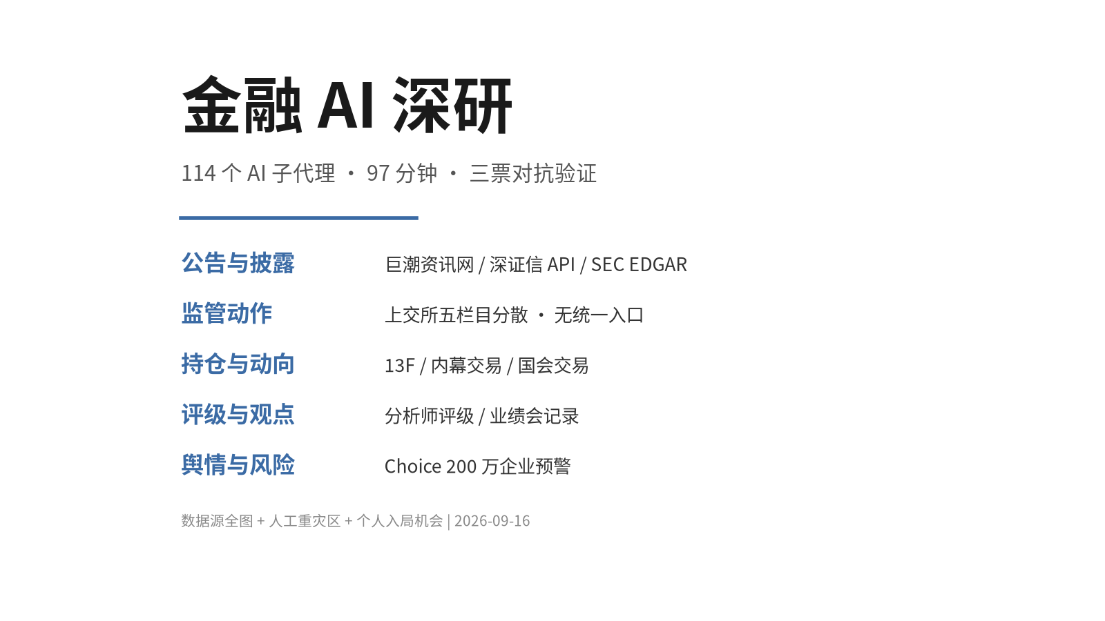 金融行业到底在追踪什么、哪些活还是人在干、个人从哪切入:一次 114 个 AI Agent 的深研