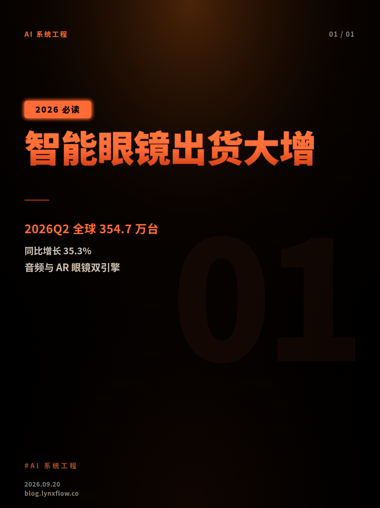 2026Q2全球智能眼镜出货354.7万台增35.3%,音频与AR/ER眼镜成增长双引擎