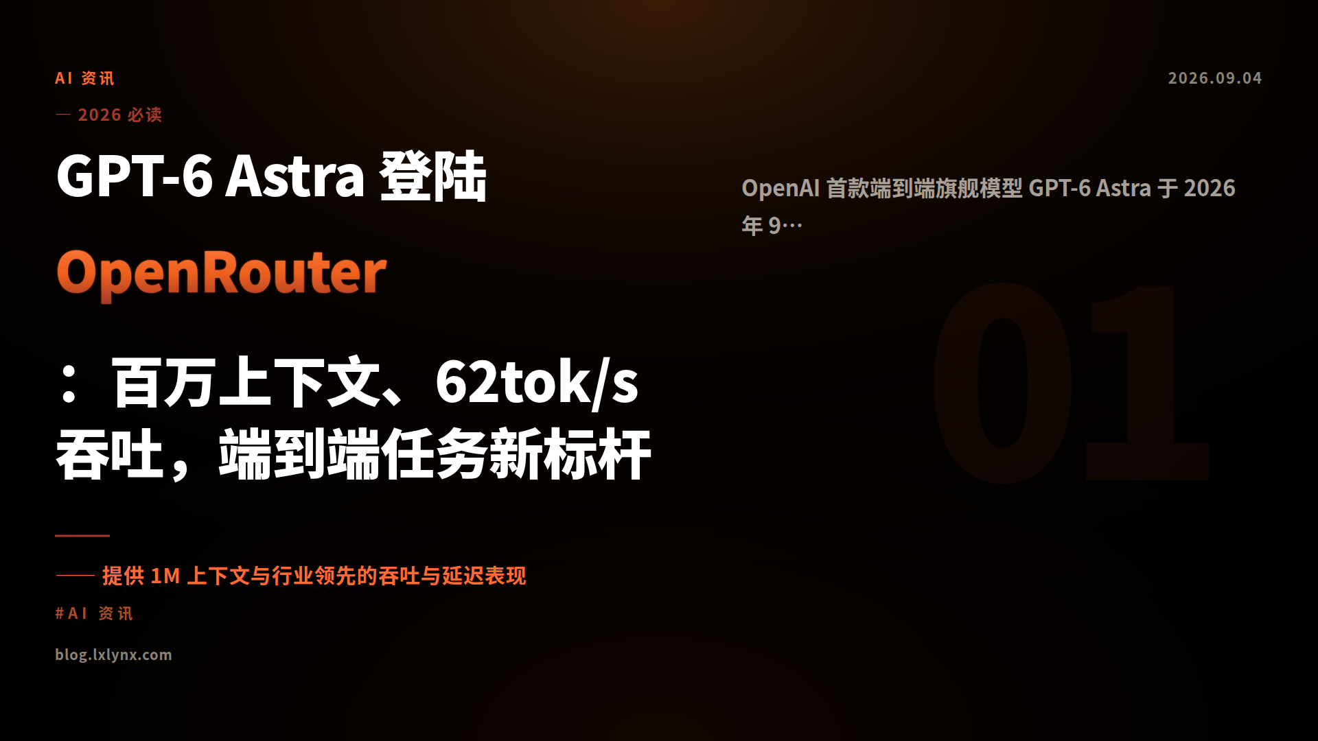 GPT-6 Astra 登陆 OpenRouter：百万上下文、62tok/s 吞吐，端到端任务新标杆