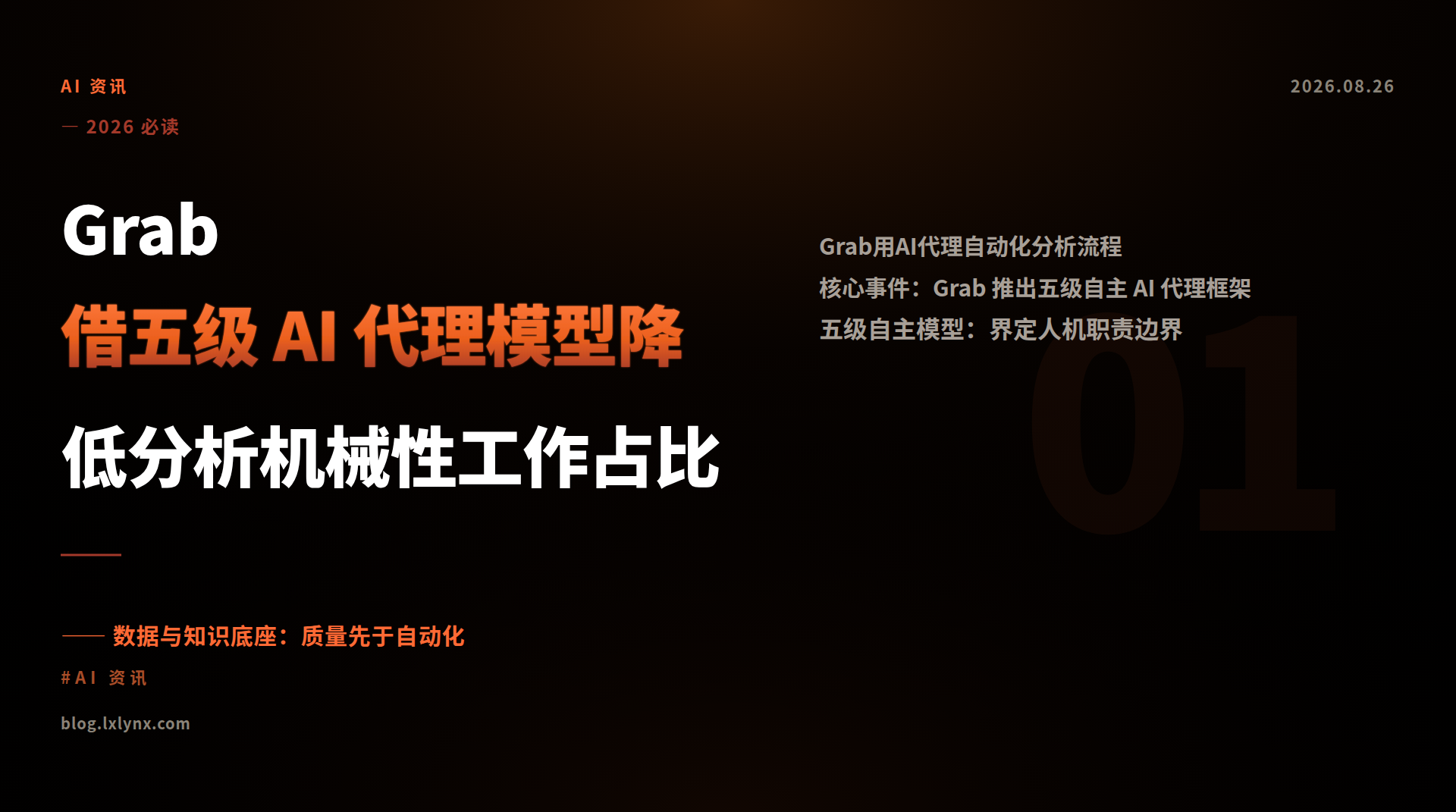 Grab 借五级 AI 代理模型降低分析机械性工作占比