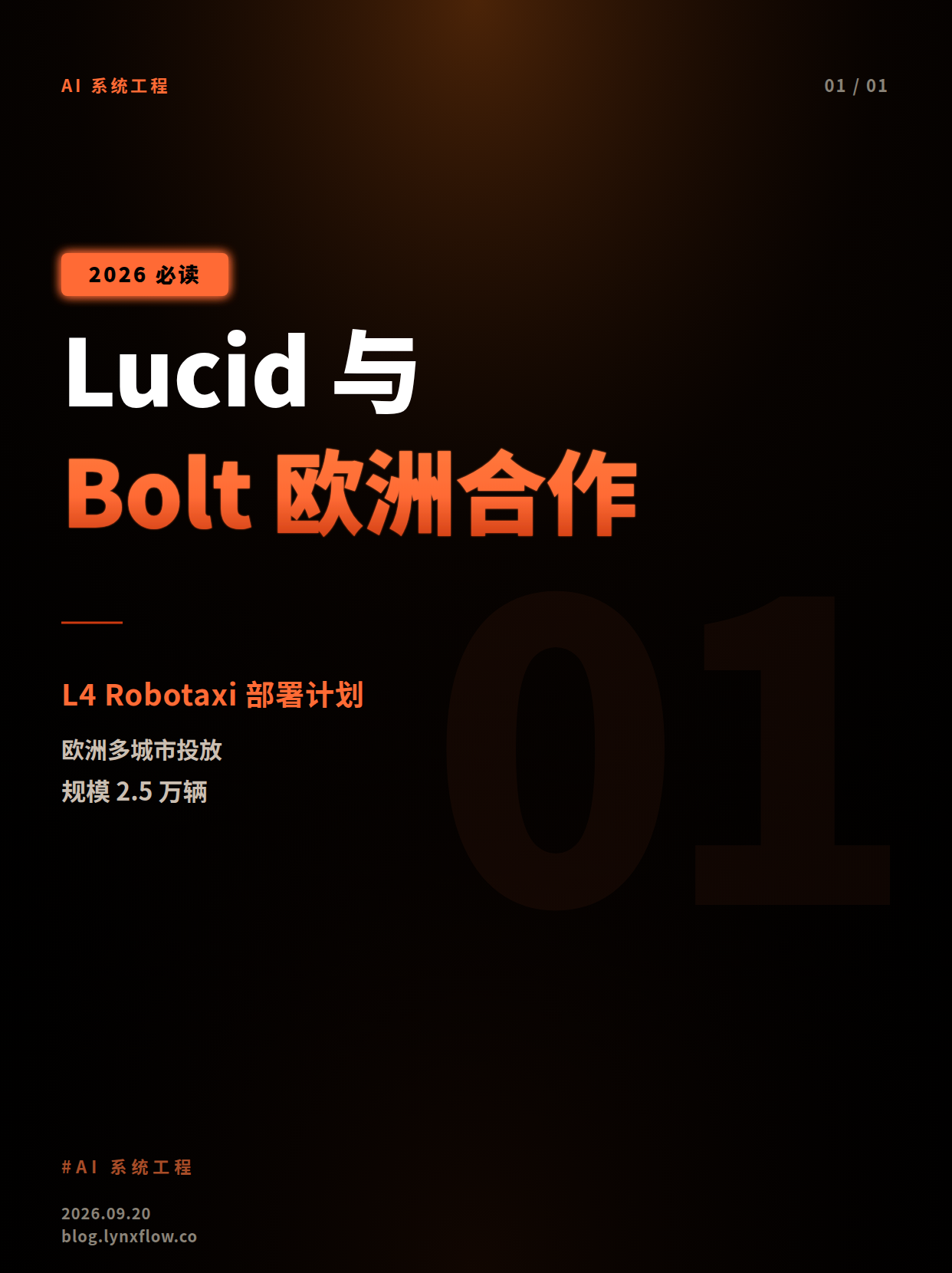 Lucid 与 Bolt 签署战略合作,计划在欧洲部署 2.5 万辆 L4 级 Robotaxi