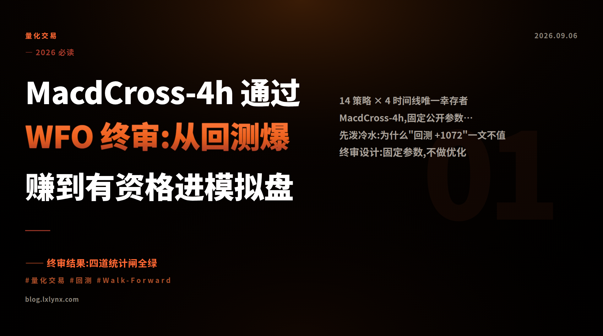 MacdCross-4h 通过 WFO 终审:从回测爆赚到有资格进模拟盘