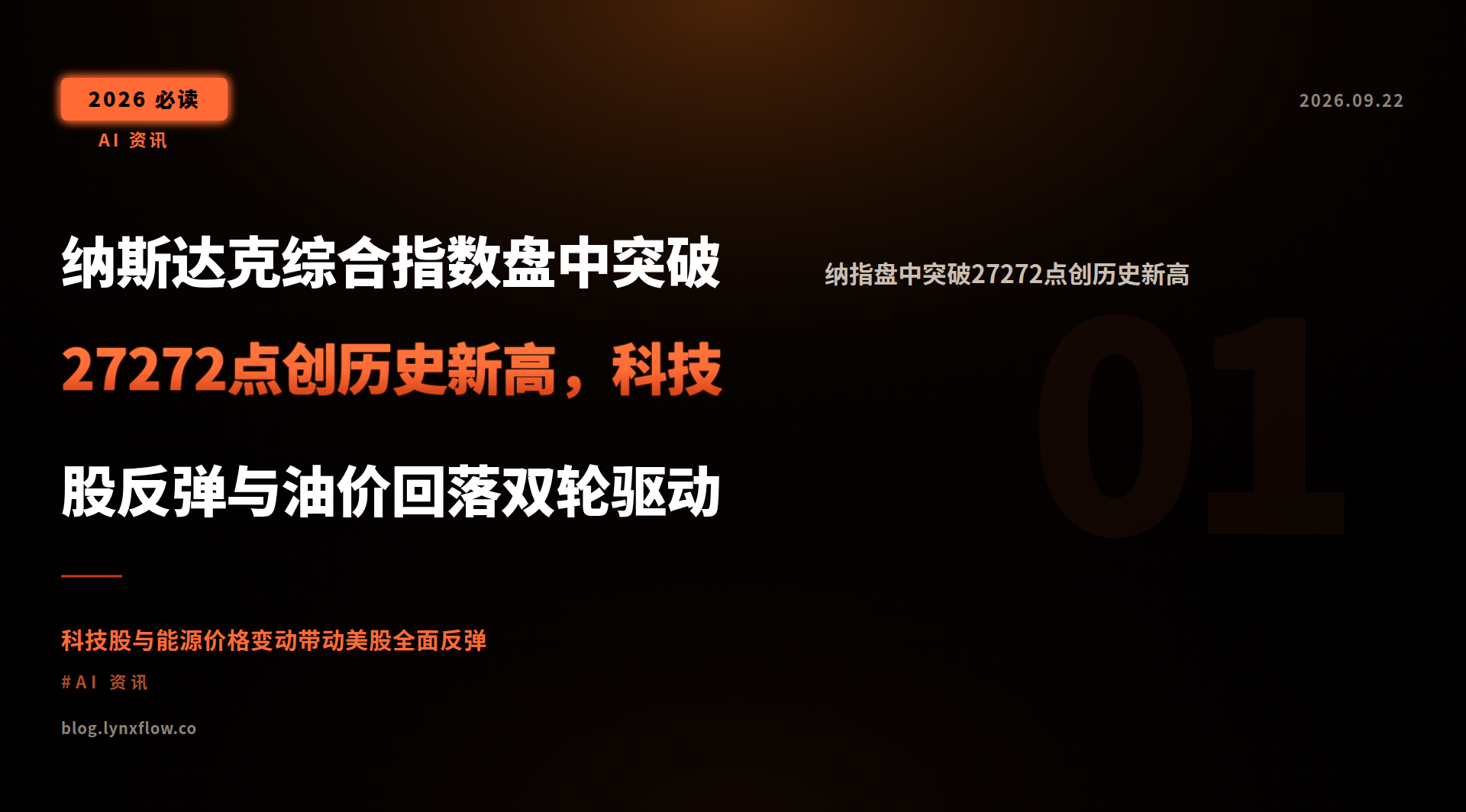 纳斯达克综合指数盘中突破27272点创历史新高,科技股反弹与油价回落双轮驱动