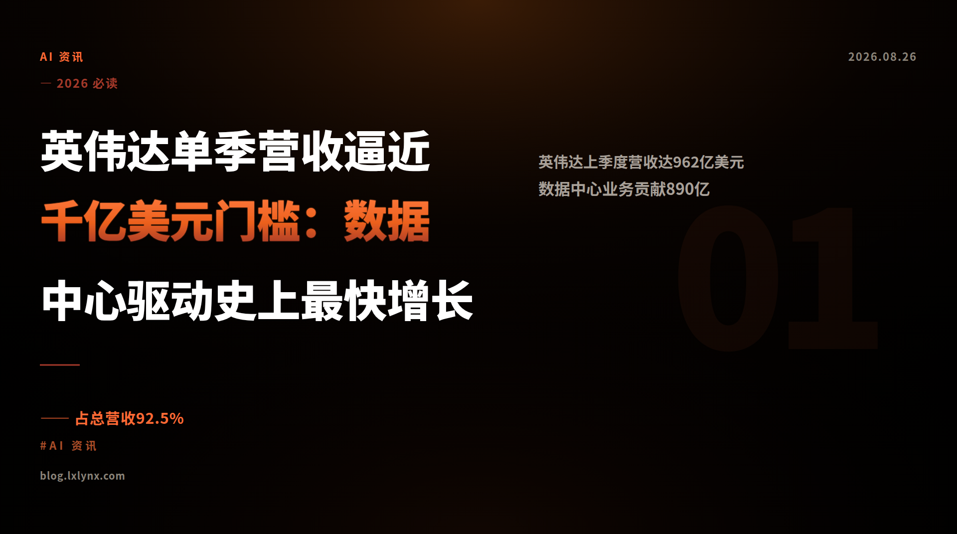 英伟达单季营收逼近千亿美元门槛：数据中心驱动史上最快增长
