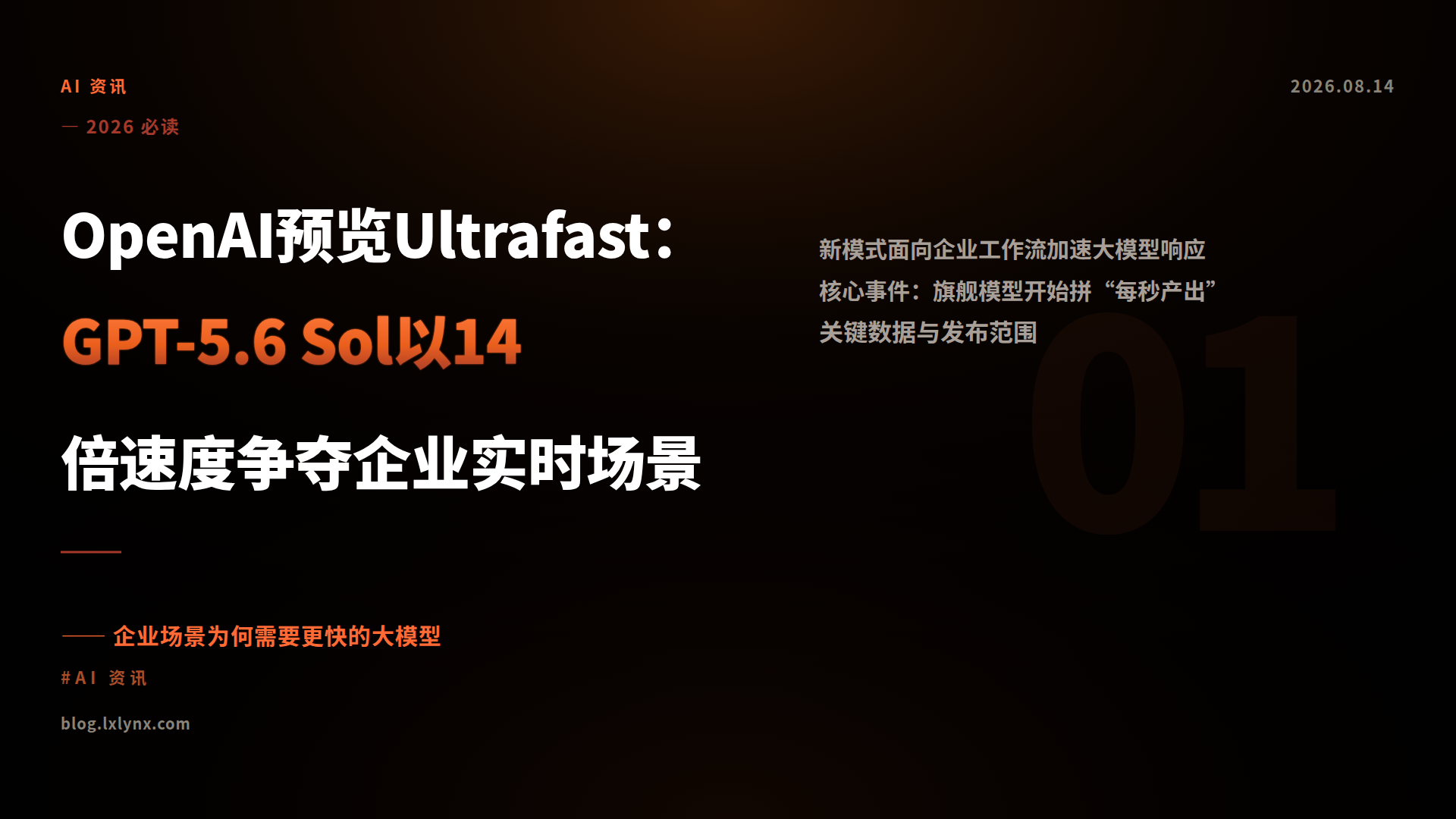 OpenAI预览Ultrafast：GPT-5.6 Sol以14倍速度争夺企业实时场景
