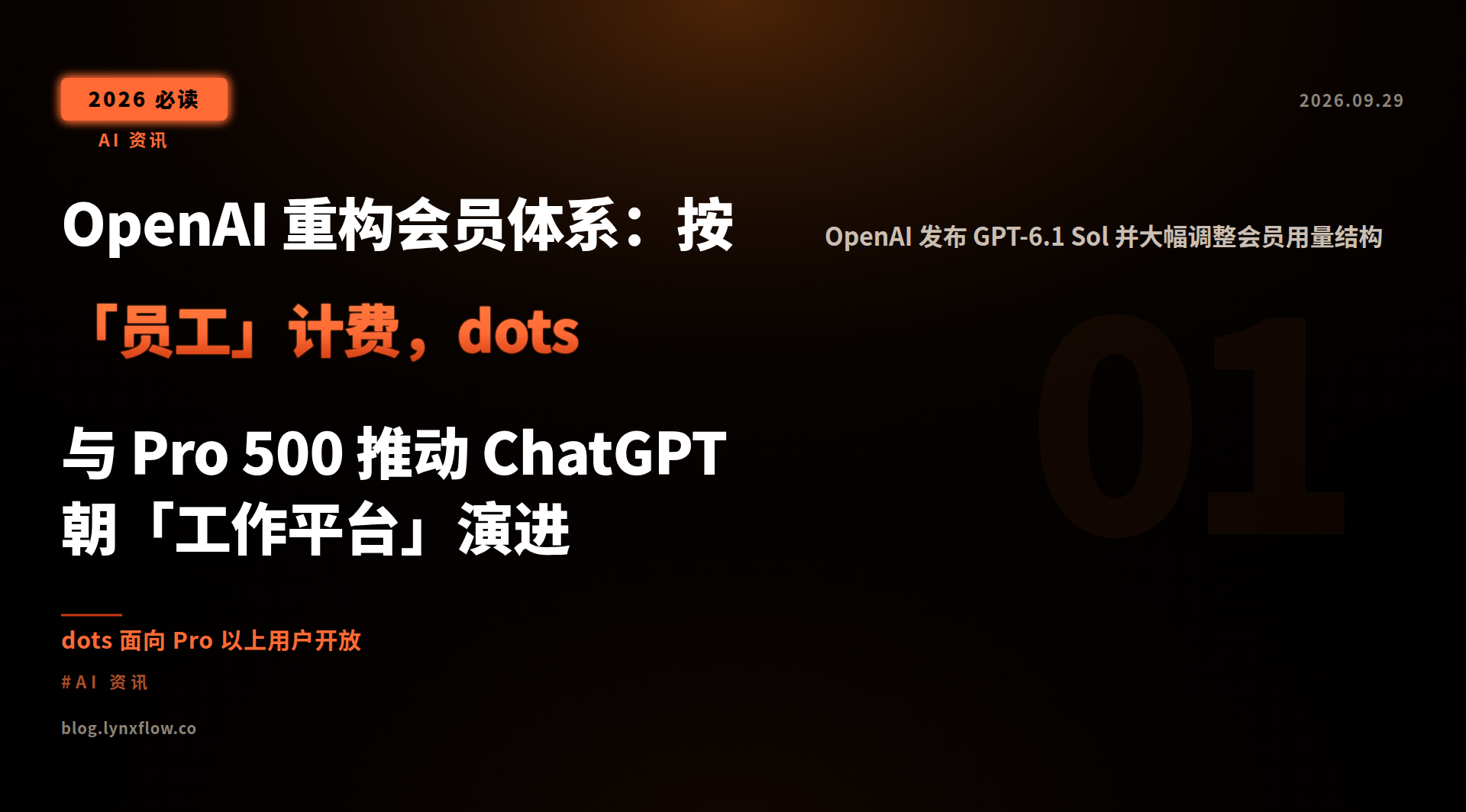 Featured image of post OpenAI 重构会员体系：按「员工」计费，dots 与 Pro 500 推动 ChatGPT 朝「工作平台」演进