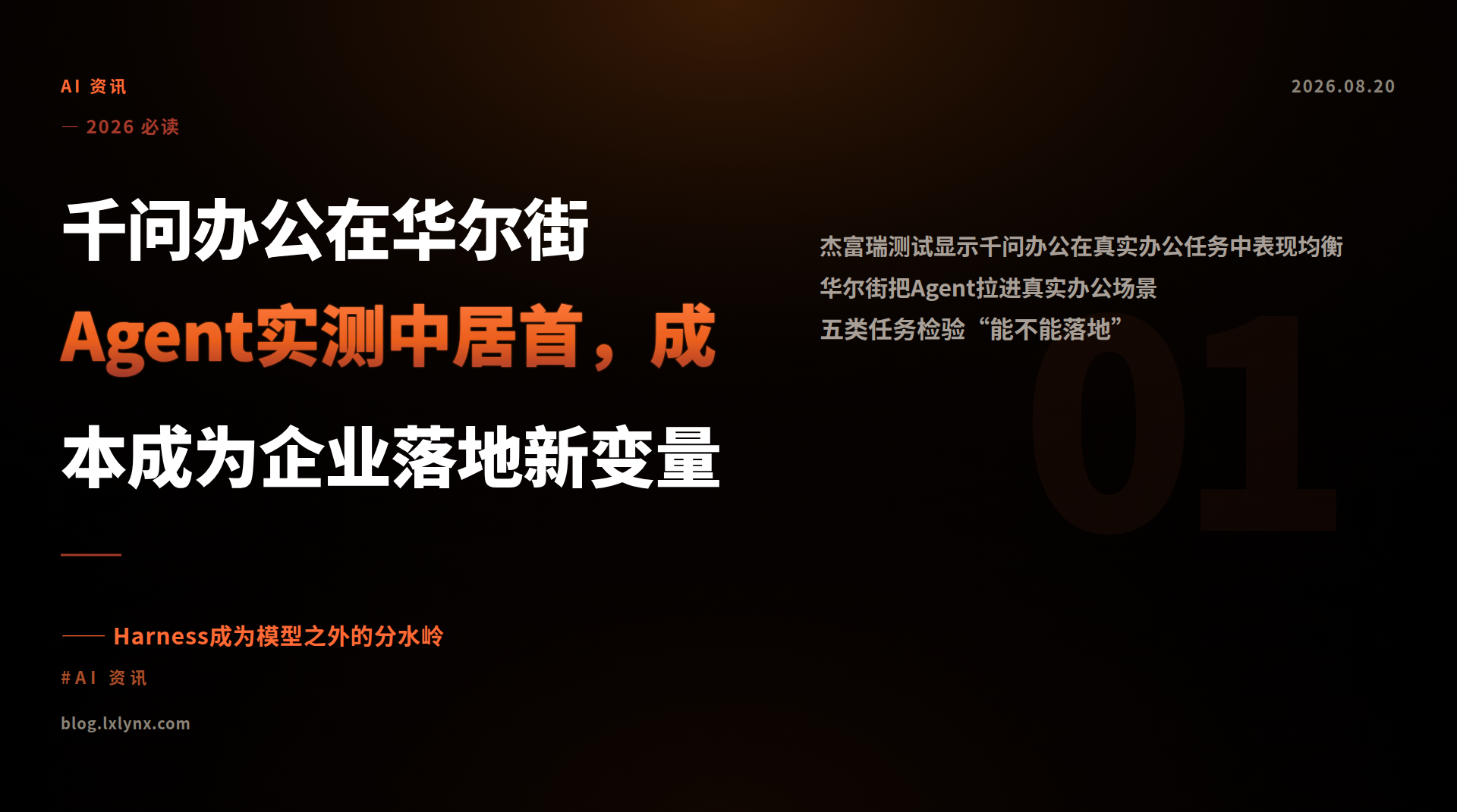 千问办公在华尔街Agent实测中居首，成本成为企业落地新变量