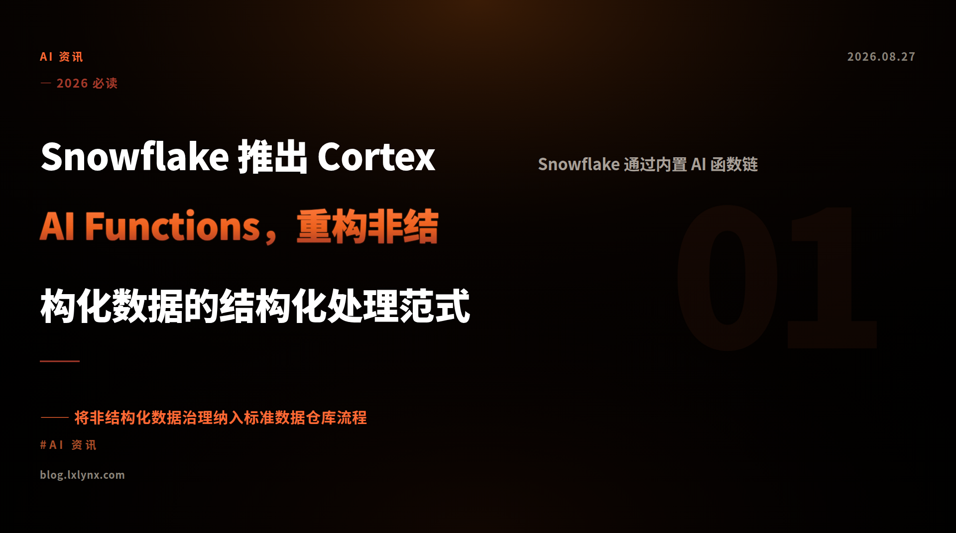 Snowflake 推出 Cortex AI Functions，重构非结构化数据的结构化处理范式