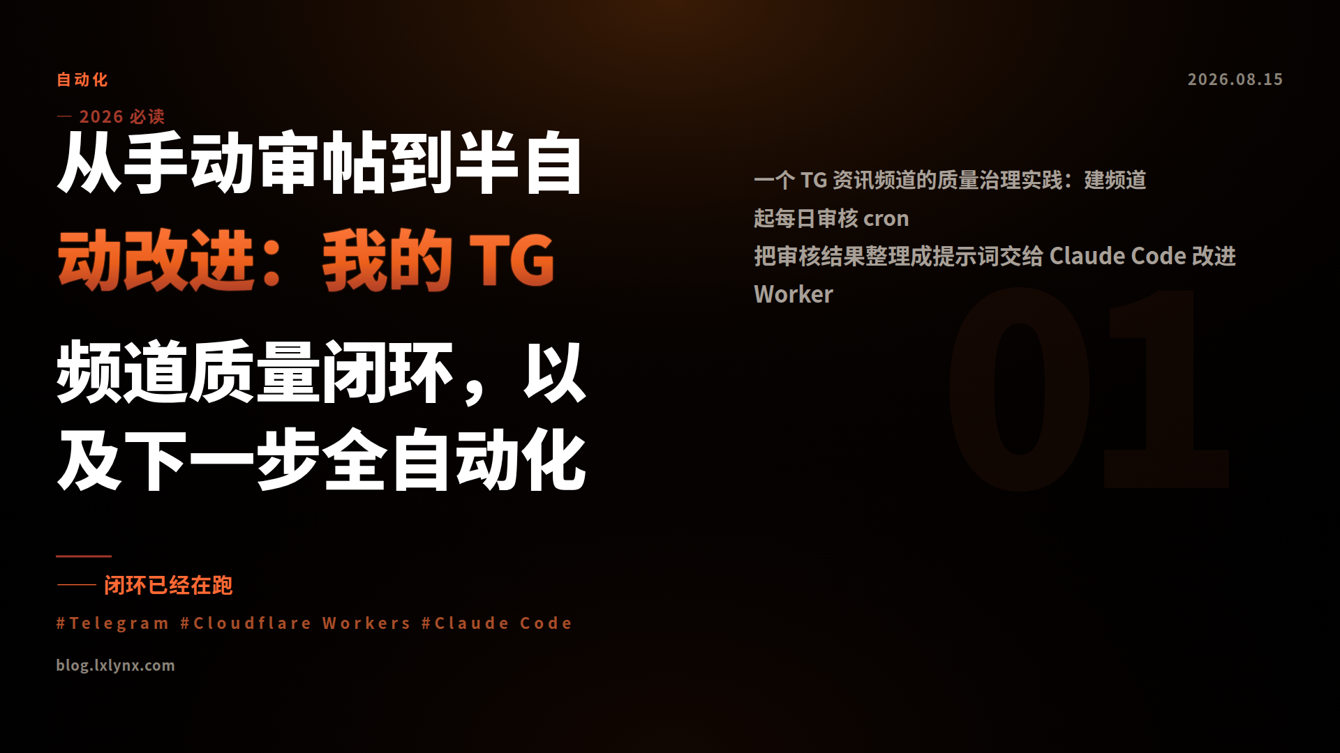 从手动审帖到半自动改进：我的 TG 频道质量闭环，以及下一步全自动化