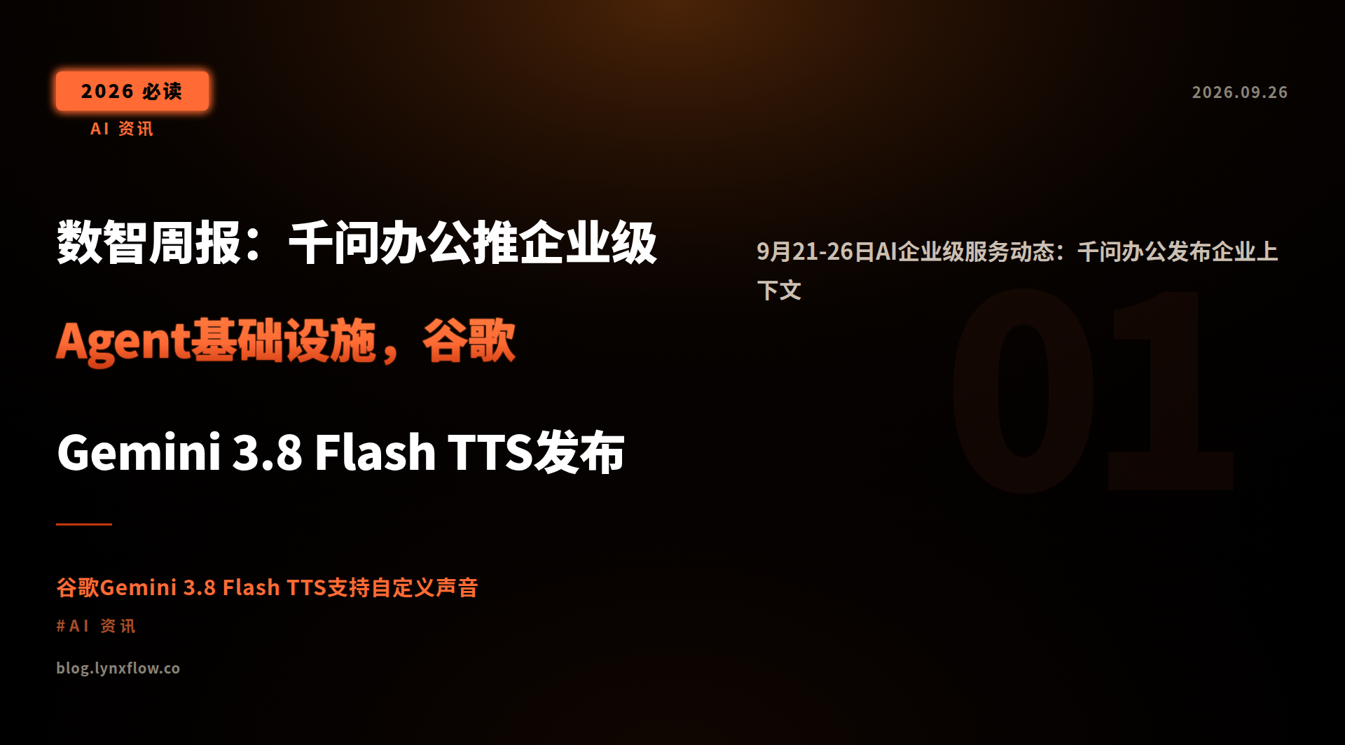 Featured image of post 数智周报：千问办公推企业级Agent基础设施，谷歌Gemini 3.8 Flash TTS发布