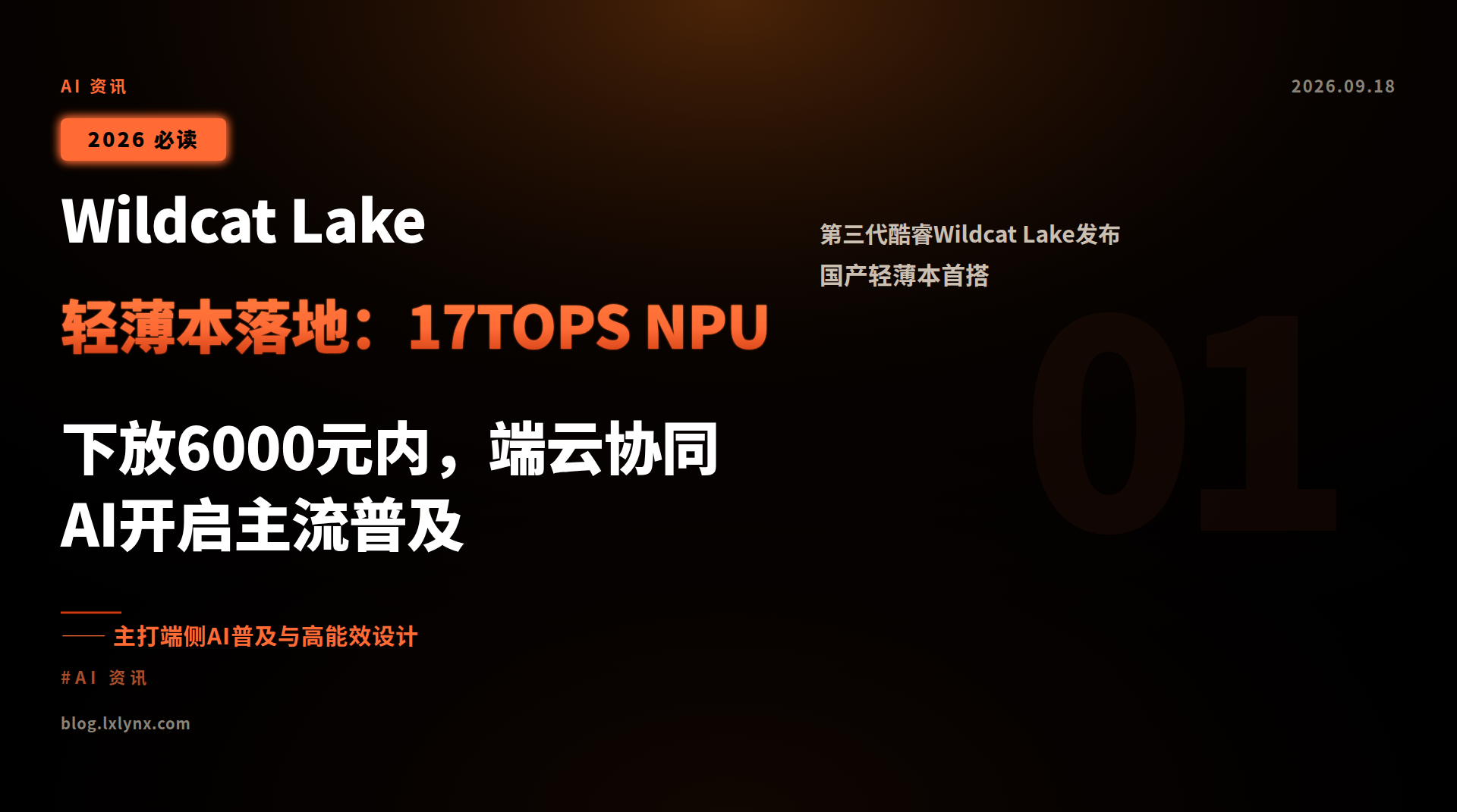 Wildcat Lake轻薄本落地:17TOPS NPU下放6000元内,端云协同AI开启主流普及